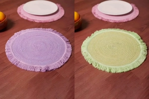 colorful jute braided placemat design in bangaldesh