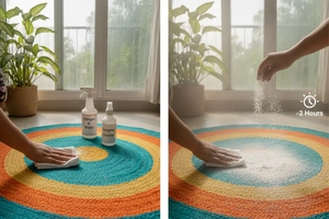 jute rug pets & smell cleaning process